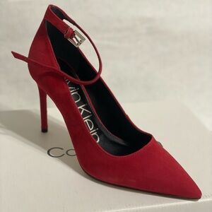 Calvin Klein Red Suede Heels